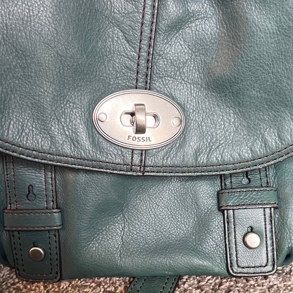 Fossil Dark Green/Blue Leather Crossbody Bag - Picture 9 of 11
